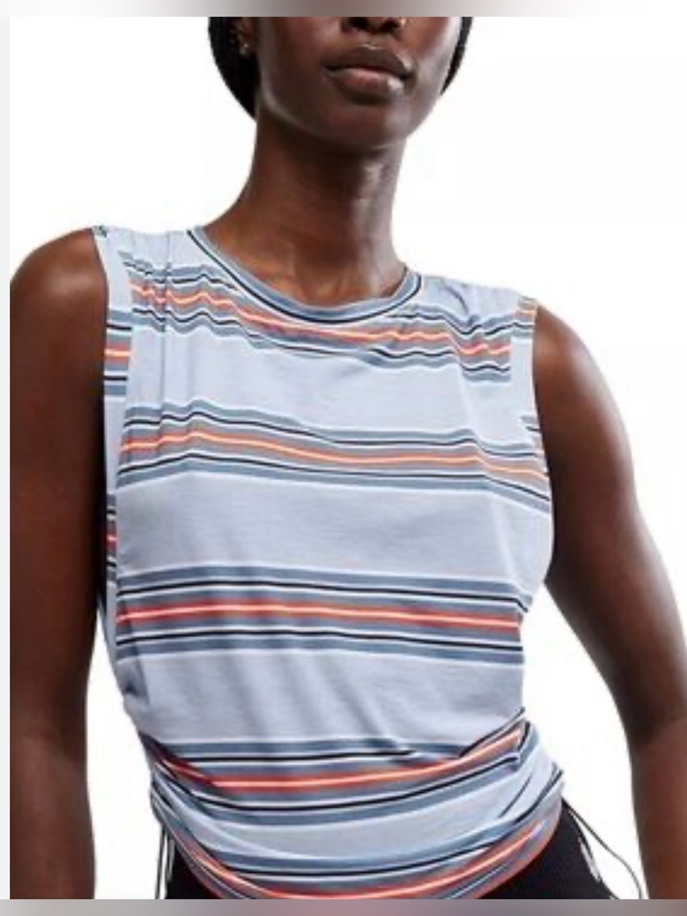 FP Movement by Free People Light Blue Striped Sleeveless Tank Top NWOT